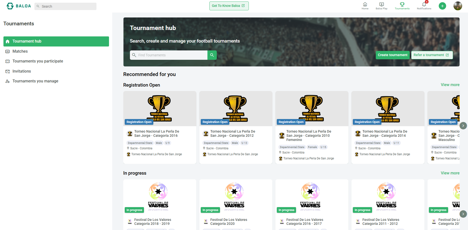 Tournament hub